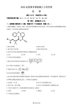 2025北京育才学校高二3月月考化学（教师版）-答案