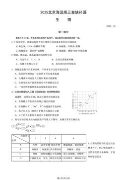 2025北京海淀高三查缺补漏生物（教师版）-答案