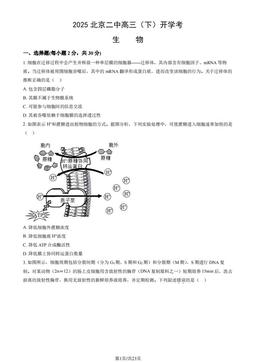 2025北京二中高三（下）开学考生物（教师版）-答案