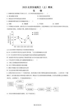 2023北京东城高三（上）期末生物（教师版）-答案