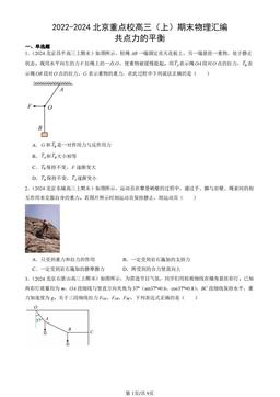 2022-2024北京重点校高三（上）期末物理汇编：共点力的平衡-答案