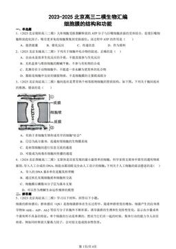 2023-2025北京高三二模生物汇编：细胞膜的结构和功能-答案