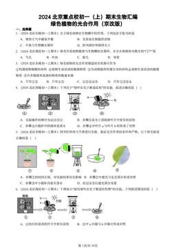 2024北京重点校初一（上）期末生物汇编：绿色植物的光合作用（京改版）-答案