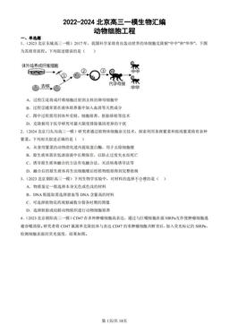 2022-2024北京高三一模生物汇编：动物细胞工程-答案
