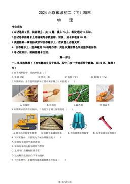 2024北京东城初二（下）期末物理（教师版）-答案