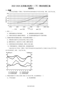 2022-2024北京重点校高一（下）期末地理汇编：城镇化-答案