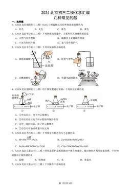 2024北京初三二模化学汇编：几种常见的酸-答案