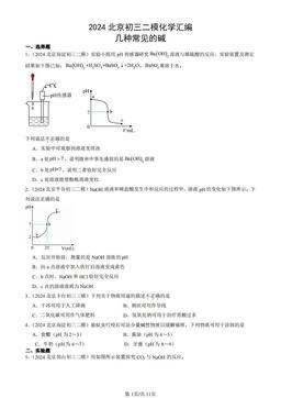 2024北京初三二模化学汇编：几种常见的碱-答案