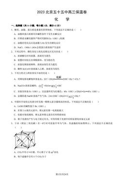 2023北京五十五中高三保温卷化学（教师版）-答案