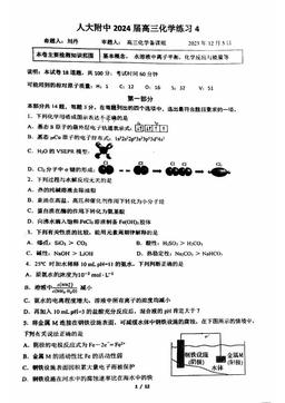 2023北京人大附中高三12月月考化学-试题
