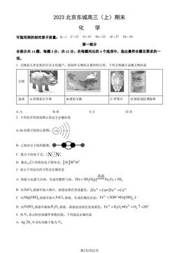 2023北京东城高三（上）期末化学（教师版）-答案