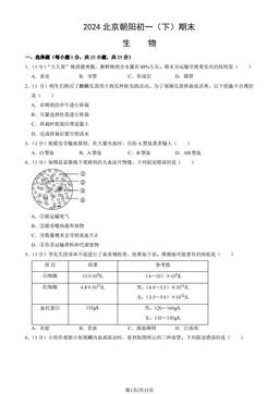 2024北京朝阳初一（下）期末生物（教师版）-答案
