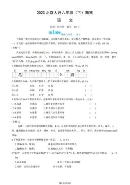2023北京大兴六年级（下）期末语文（教师版）-答案