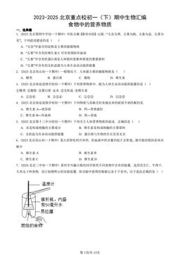 2023-2025北京重点校初一（下）期中生物汇编：食物中的营养物质-答案