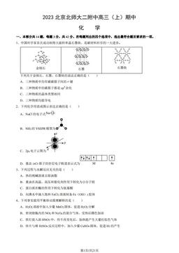 2023北京北师大二附中高三（上）期中化学（教师版）-答案