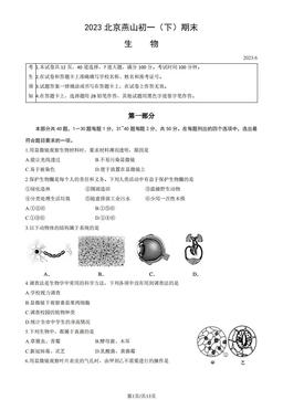 2023北京燕山初一（下）期末生物（教师版）-答案