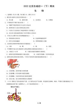 2022北京东城初一（下）期末生物（教师版）-答案