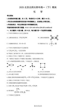 2025北京北师大附中高一（下）期末化学（教师版）-答案