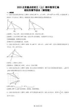 2023北京重点校初三（上）期中数学汇编：相似形章节综合（解答题）-答案
