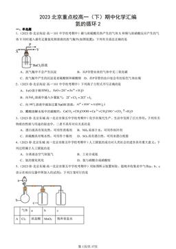 2023北京重点校高一（下）期中化学汇编：氮的循环2-答案