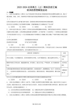 2022-2024北京高三（上）期末历史汇编：欧洲的思想解放运动-答案