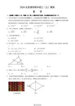 2024北京清华附中初二（上）期末数学（教师版）-答案