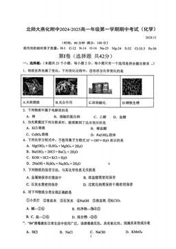 2024北京北师大燕化附中高一（上）期中化学-试题
