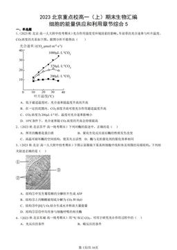 2023北京重点校高一（上）期末生物汇编：细胞的能量供应和利用章节综合5-答案