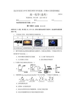 2024北京东直门中学高一6月月考化学（选考）-试题