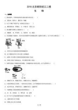 2018北京朝阳初三二模生物（教师版）-答案