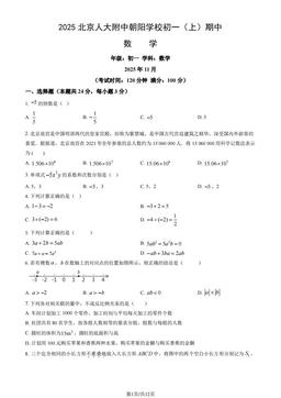 2025北京人大附中朝阳学校初一（上）期中数学（教师版）-答案
