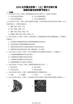 2024北京重点校高一（上）期中生物汇编：细胞的基本结构章节综合2-答案