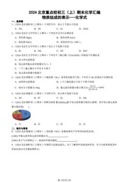 2024北京重点校初三（上）期末化学汇编：物质组成的表示---化学式-答案