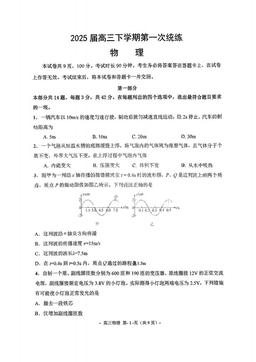 2025北京北师大二附中高三（下）统练一物理-试题