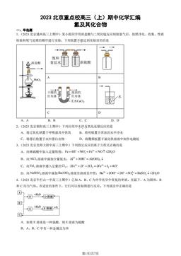 2023北京重点校高三（上）期中化学汇编：氯及其化合物-答案