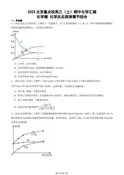 2023北京重点校高三（上）期中化学汇编：化学键 化学反应规律章节综合-答案