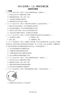 2024北京高一（上）期末生物汇编：细胞的增殖-答案
