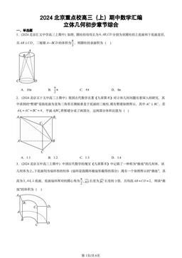2024北京重点校高三（上）期中数学汇编：立体几何初步章节综合-答案