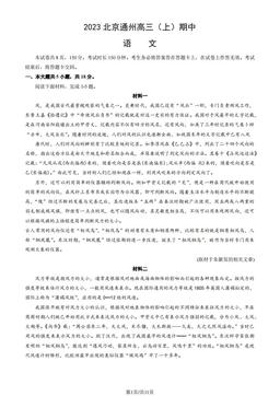 2023北京通州高三（上）期中语文（教师版）-答案