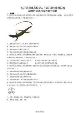 2023北京重点校初二（上）期末生物汇编：动物的运动和行为章节综合-答案