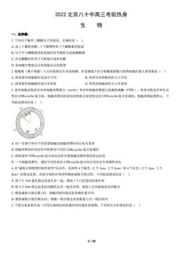 2022北京八十中高三考前热身生物（教师版）-答案