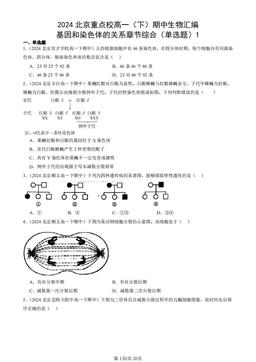 2024北京重点校高一（下）期中生物汇编：基因和染色体的关系章节综合（单选题）1-答案
