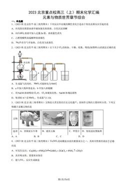 2023北京重点校高三（上）期末化学汇编：元素与物质世界章节综合-答案