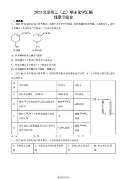 2023北京高三（上）期末化学汇编：烃章节综合-答案
