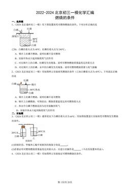 2022-2024北京初三一模化学汇编：燃烧的条件-答案