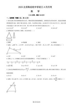 2024北京陈经纶中学初三4月月考数学（教师版）-答案