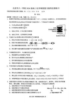 2026北京八一学校高三（下）开学考化学-试题