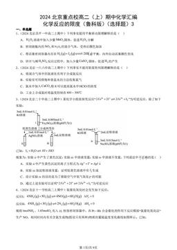 2024北京重点校高二（上）期中化学汇编：化学反应的限度（鲁科版）（选择题）3-答案