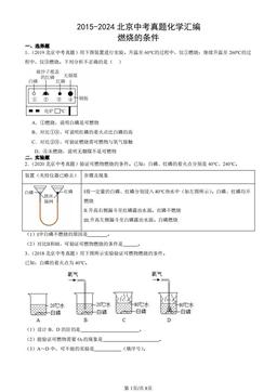 2015-2024北京中考真题化学汇编：燃烧的条件-答案