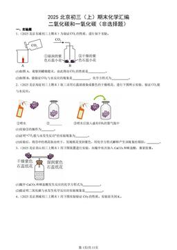 2025北京初三（上）期末化学汇编：二氧化碳和一氧化碳（非选择题）-答案